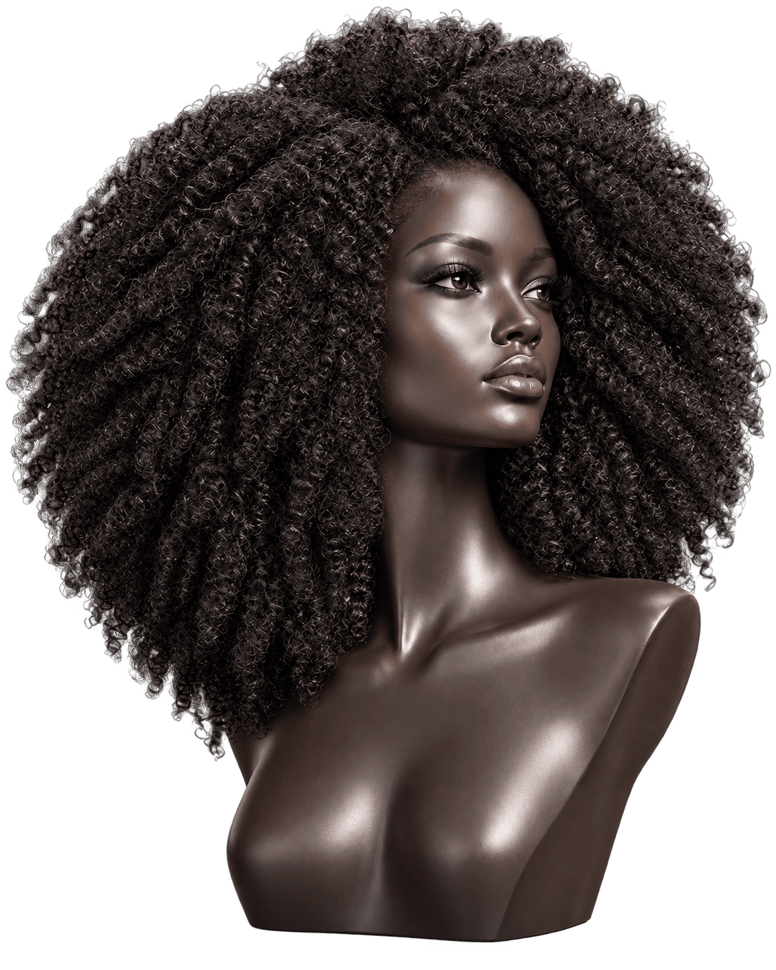 Afro kinky bulk hair texture on an editorial mannequin