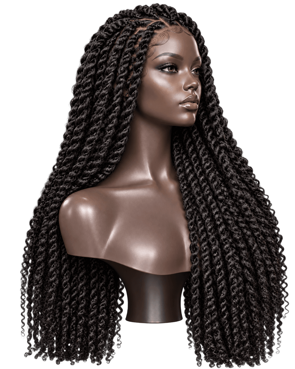 Afro kinky twist hair texture on an editorial mannequin