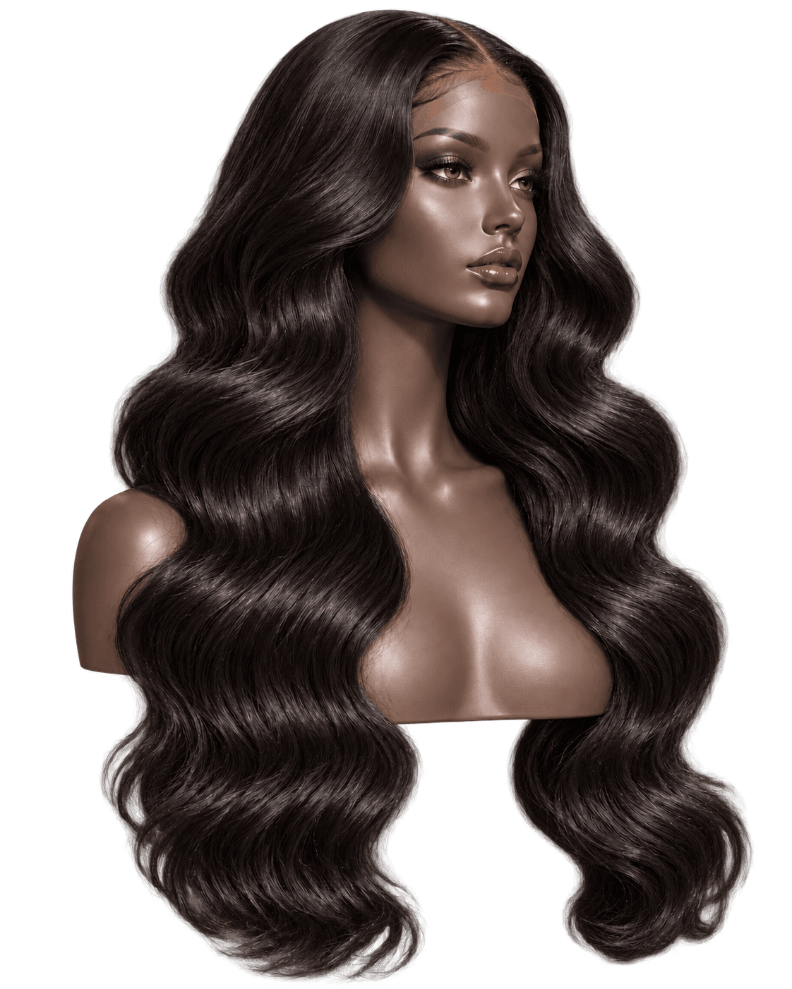 Body waves hair texture on an editorial mannequin