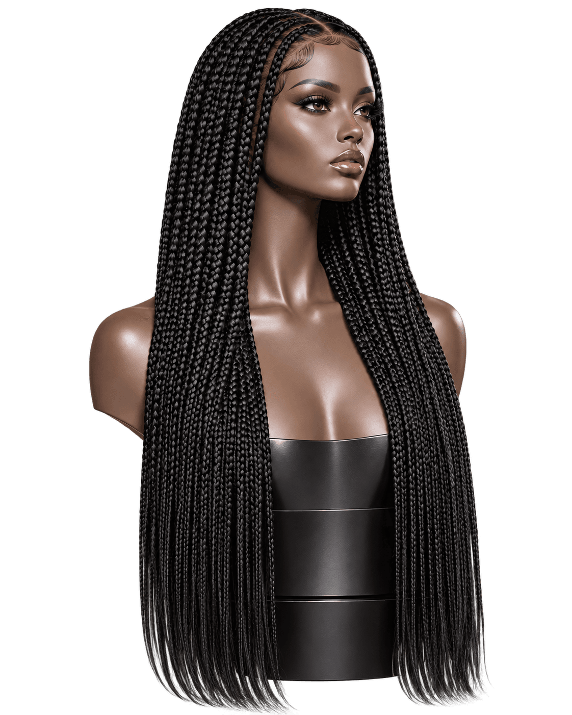 Pre-stretched extensions hair texture on an editorial mannequin