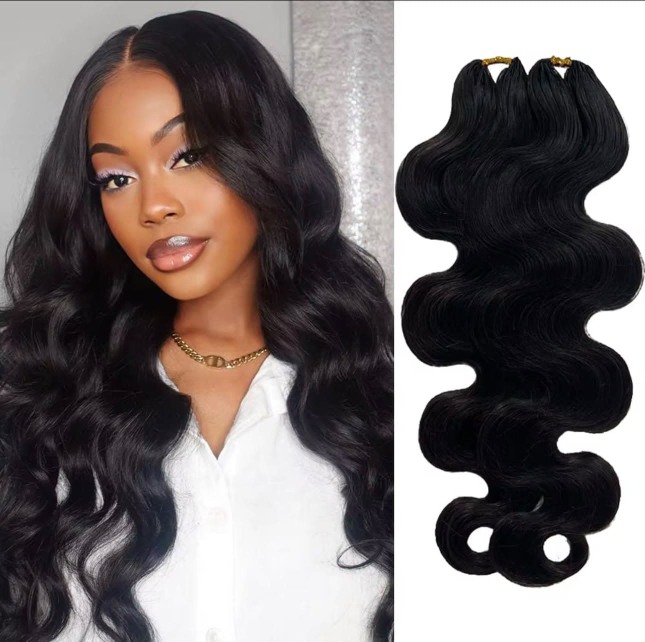 Finished body wave feather crochet style beside the hair texture