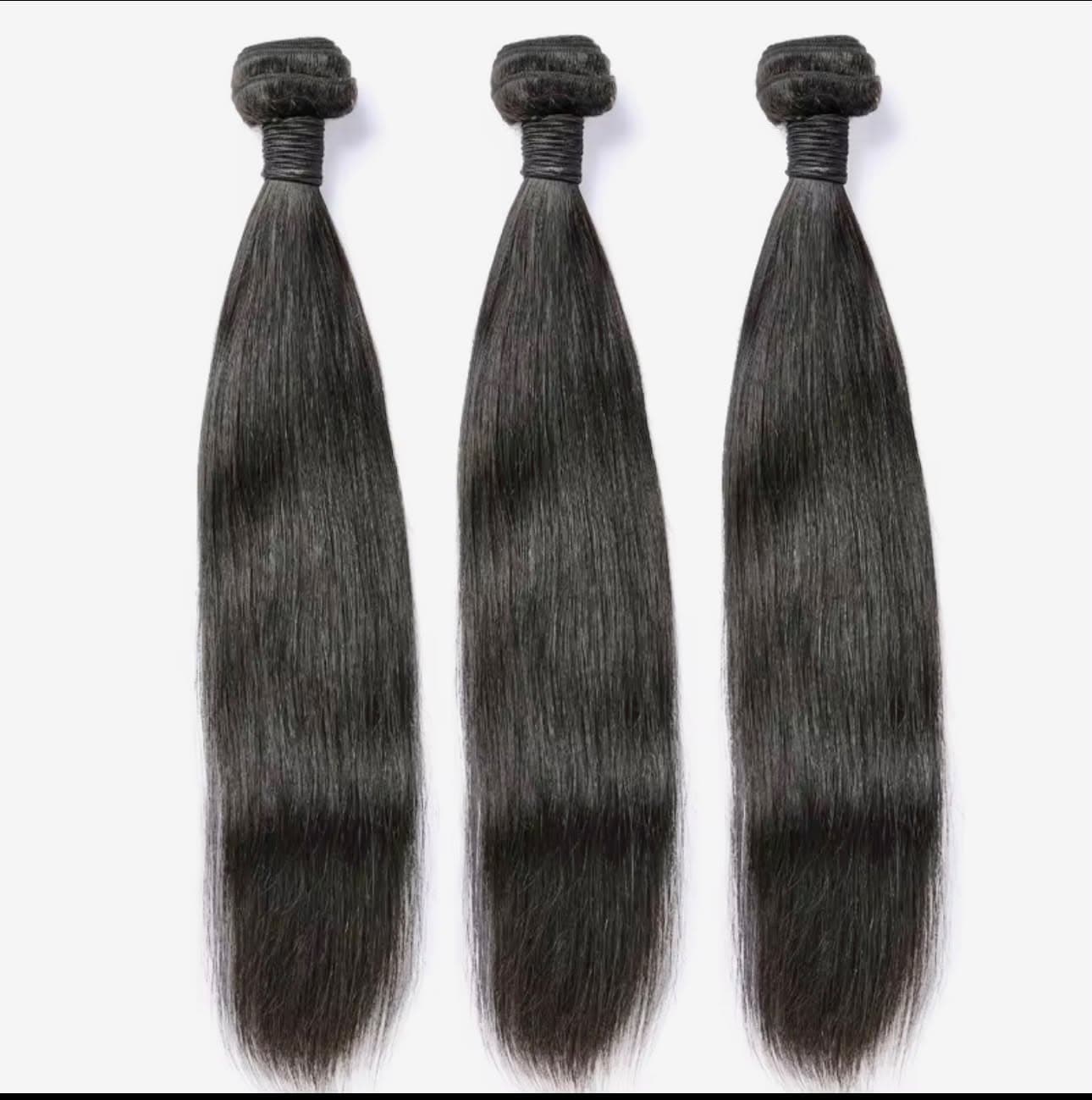 Three sleek straight human-hair bundles